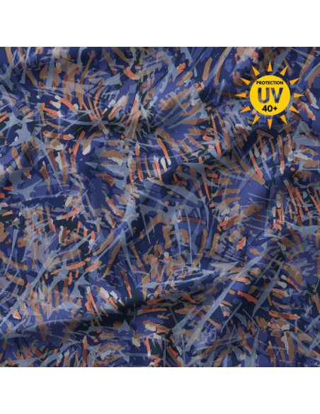 Tejido de lycra para traje de baño - Fizyle azul y naranja