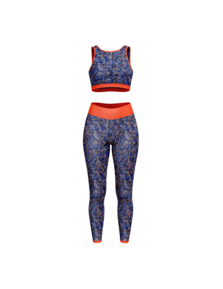 Tejido de lycra para traje de baño - Fizyle azul y naranja