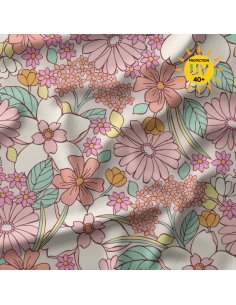 Tejido de lycra para traje de baño - William rosa y verde