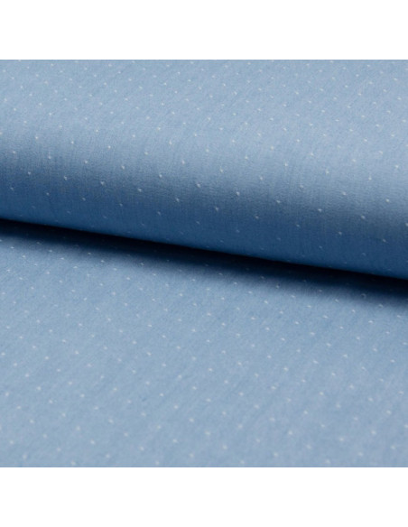 Tejido viscosa chambray plumetis - Azul cielo