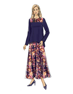 Patrón de blusa, túnica, falda y bufanda - Butterick 6636 2