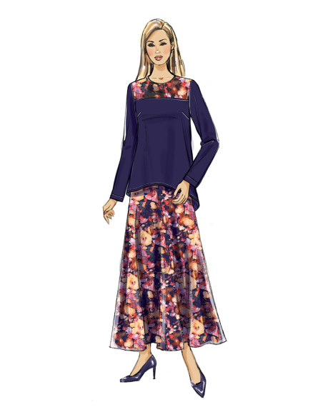 Patrón de blusa, túnica, falda y bufanda - Butterick 6636