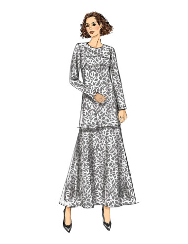 Patrón de blusa, túnica, falda y bufanda - Butterick 6636