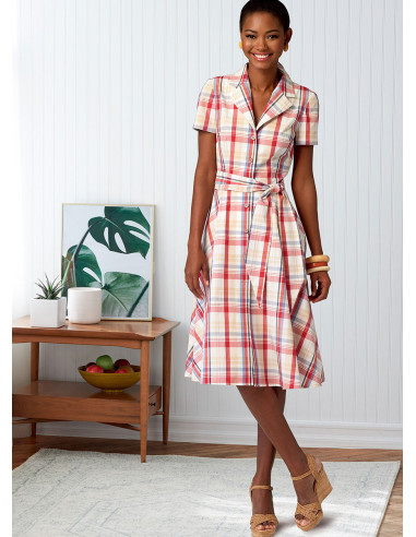 Patron de robe, chemise, ceinture et écharpe - Butterick 6843