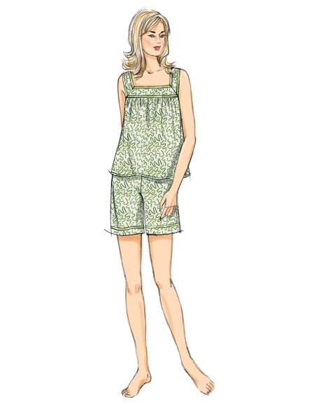 Patrón de blusa, camisón y pantalón corto - Butterick 6883