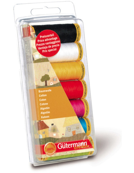 Juego de 7 hilos de coser de algodón Gütermann