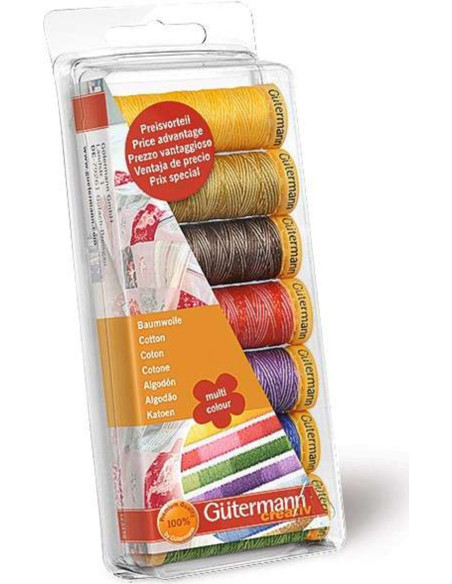 Set de 7 hilos de coser de algodón multicolor