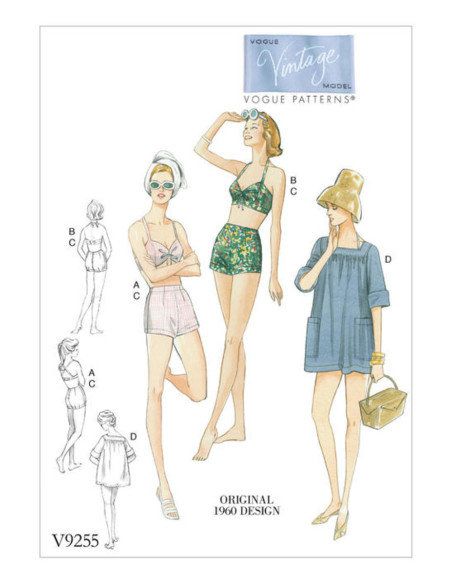 Patrón de sujetador, pantalón corto y sobre todo - Vogue 9255