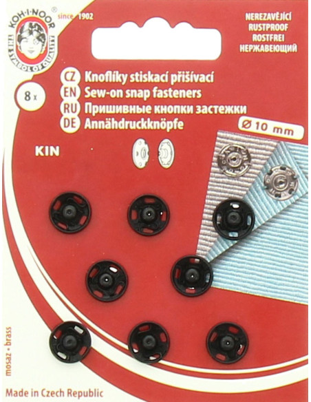 Broches de presión de metal 10 mm - Negro