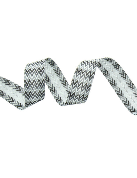Sesgo de motivo en espiga - Negro, gris y blanco