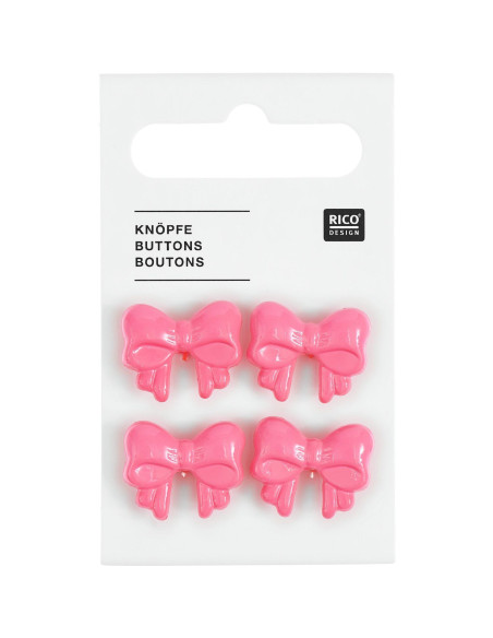 Tarjeta de 4 botones de nudos - Rosa 18 x 15 mm