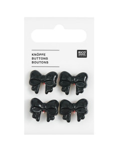 Tarjeta de 4 botones de nudo - Negro 18 x 15 mm