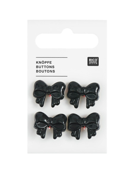 Tarjeta de 4 botones de nudo - Negro 18 x 15 mm