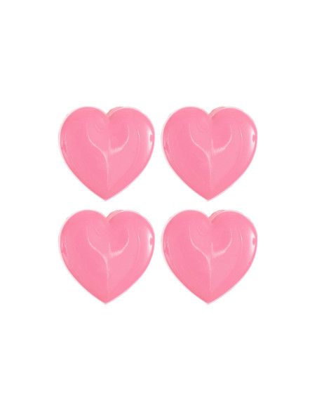 Carte de 4 boutons cœurs - Rose 15 x 15 mm