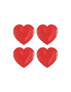 Tarjeta de 4 botones corazones - Rojo 15 x 15 mm 2