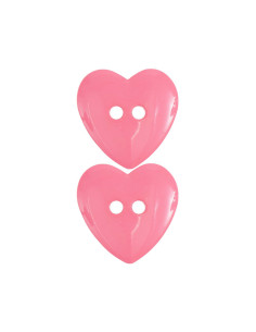 Tarjeta de 2 botones corazones - Rosa 22 x 22 mm 2