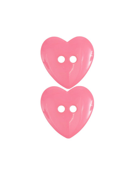 Carte de 2 boutons cœurs - Rose 22 x 22 mm