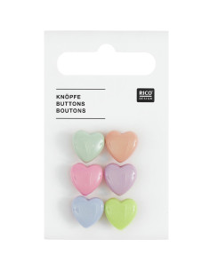 Tarjeta de 6 botones corazones - Pasteles 11 x 11 mm