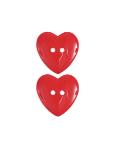 Tarjeta de 2 botones corazones - Rojo 22 x 22 mm 2