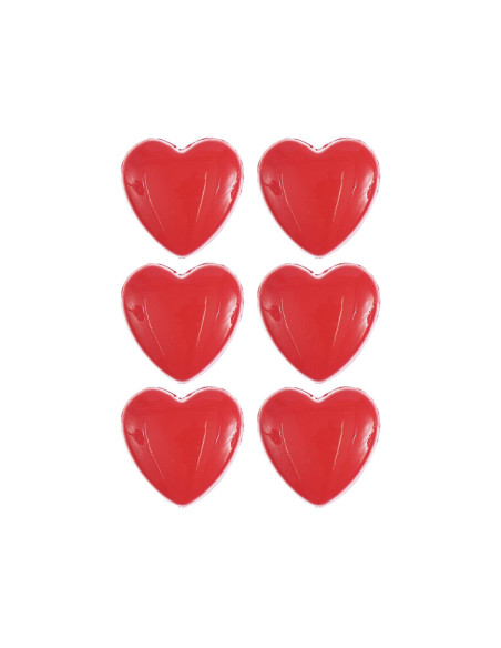 Carte de 6 boutons cœurs - Rouge 11 x 11 mm