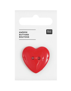 Tarjeta de 1 botón corazones - Rojo 29 x 29 mm