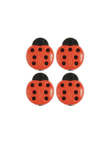 Carte de 4 boutons coccinelle - Rouge 13 x 15 mm