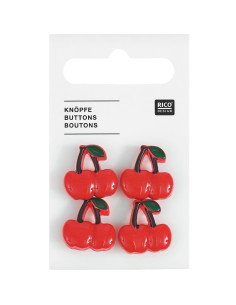 Tarjeta de 4 botones cereza - Rojo 17 x 17 mm