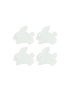 Tarjeta de 4 botones de conejos - Blanco 15 x 13 mm 2
