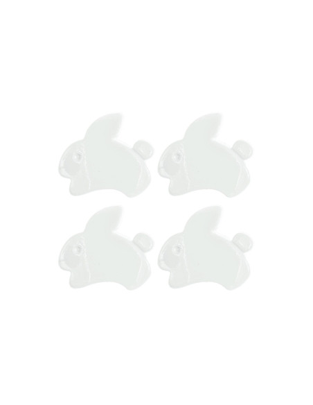 Carte de 4 boutons lapins - Blanc 15 x 13 mm