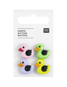 Tarjeta de 4 botones de patos - Multicolor 18 x 19 mm