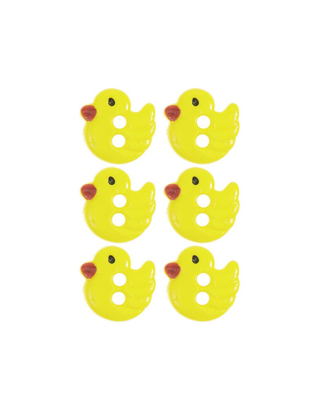 Carte de 6 boutons poussins - Jaune 13 x 12 mm