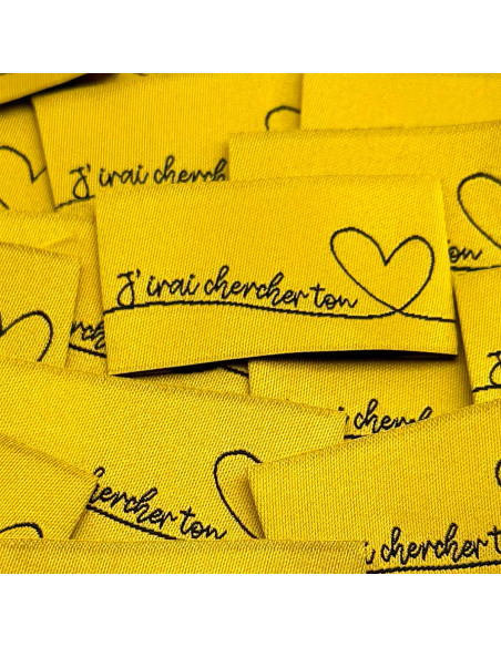 Lote de 5 etiquetas tejidas para coser iré a buscar tu corazón