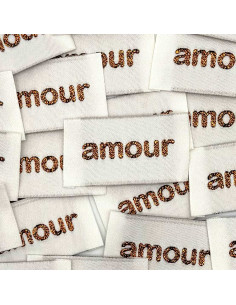 Lote de 5 etiquetas tejidas para coser Amor - Bronce