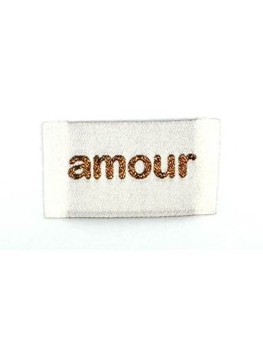 Lot de 5 étiquettes tissées à coudre Amour - Bronze