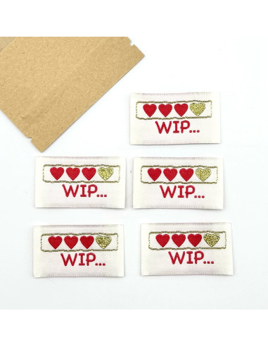 Lot de 5 étiquettes tissées à coudre WIP