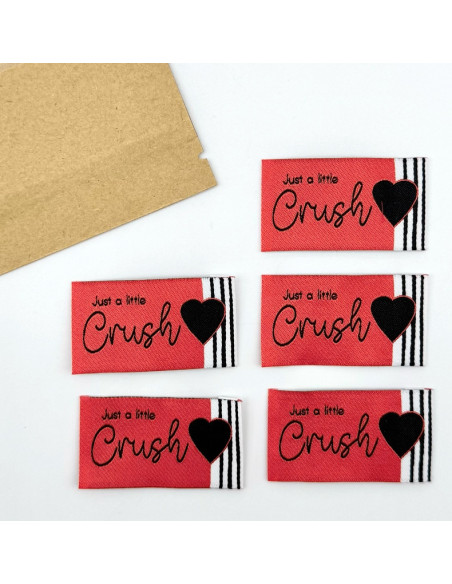 Lot de 5 étiquettes tissées à coudre Just a little crush