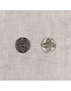 Botón de metal flor - Plata 2