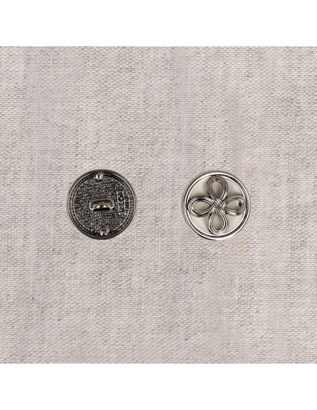 Botón de metal flor - Plata