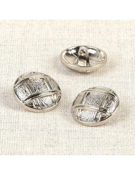 Botón de metal cuadriculado 20 mm - Plata