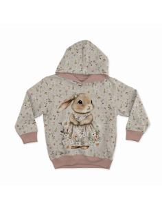 Panel de tela de sudadera ligera 40 cm x 50 cm - Conejita con vestido 2