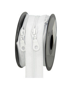 Rollo de 5 metros de cierre de nylon de 5 mm con tiradores - Blanco