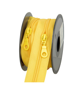Rollo de 5 metros de cierre de nylon de 5 mm con tiradores - Amarillo