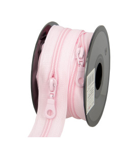 Rollo de 5 metros de cierre de nylon de 5 mm con tiradores - Rosa
