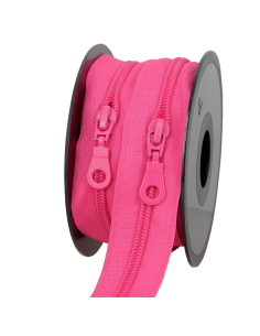 Rollo de 5 metros de cierre de nylon de 5 mm con tiradores - Fucsia