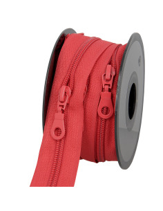 Rollo de 5 metros de cierre de nylon de 5 mm con tiradores - Rojo