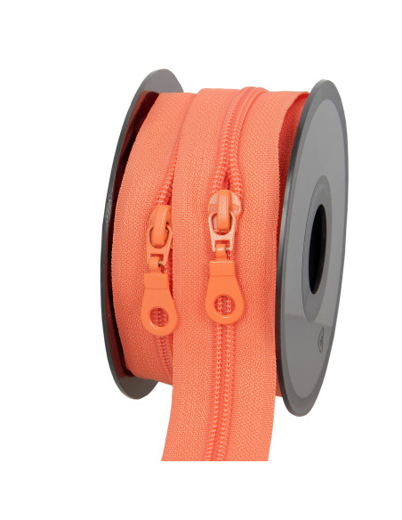 Rollo de 5 metros de cierre de nylon de 5 mm con tiradores - Naranja