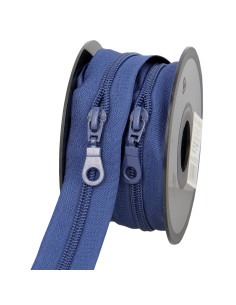 Rollo de 5 metros de cierre de nylon de 5 mm con tiradores - Azul