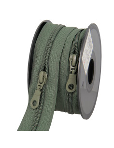 Rollo de 5 metros de cierre de nylon de 5 mm con tiradores - Verde