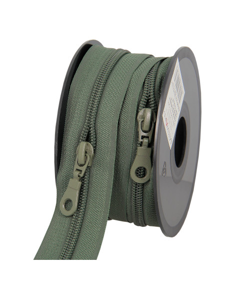 Rollo de 5 metros de cierre de nylon de 5 mm con tiradores - Verde