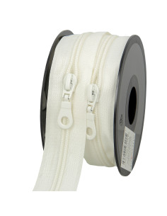 Rollo de 5 metros de cierre de nylon de 5 mm con tiradores - Crudo